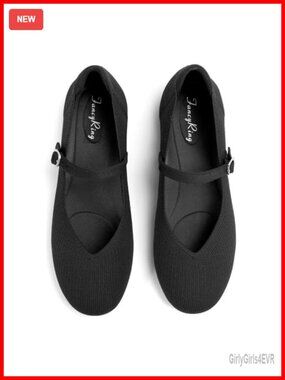 Knit Mary Jane Ballet Flats with Strap Comfortable Work Flat Shoes